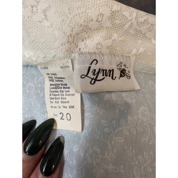 Vintage Lynn Blue Floral Lace Collar Moo Moo Dress - 20 - Picture 4 of 9